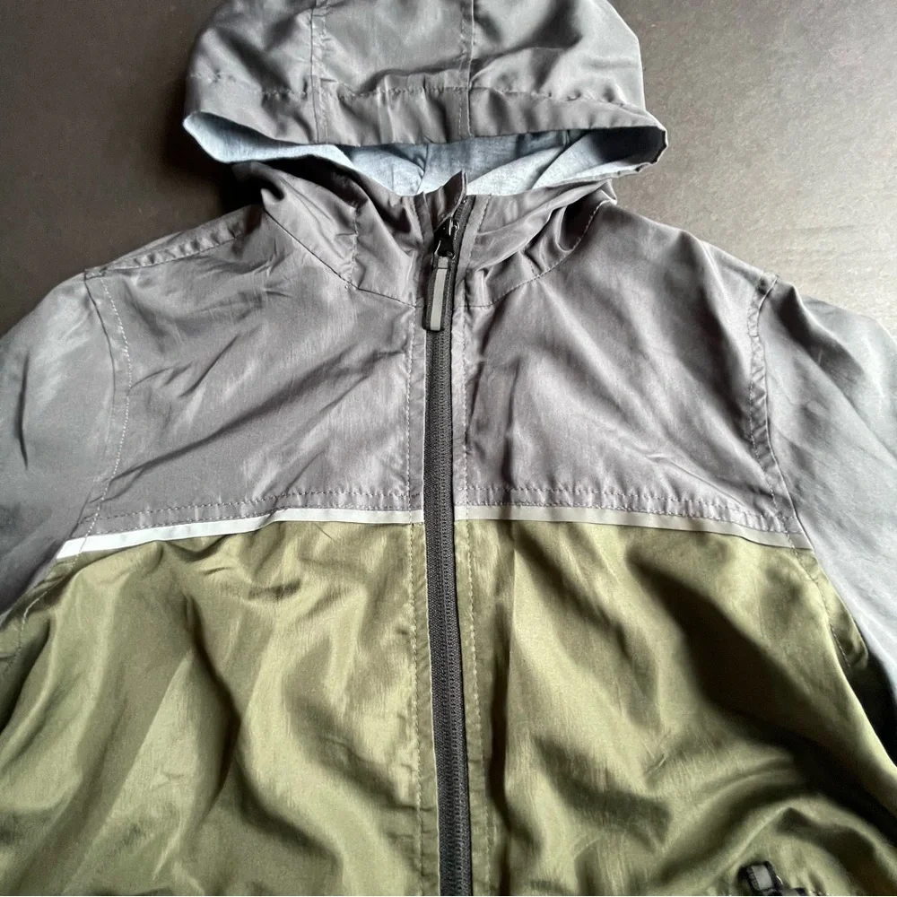Kids Small Jacket Distortion Grew Lightly Lines Zip up Windbreaker Hoodie Cabin